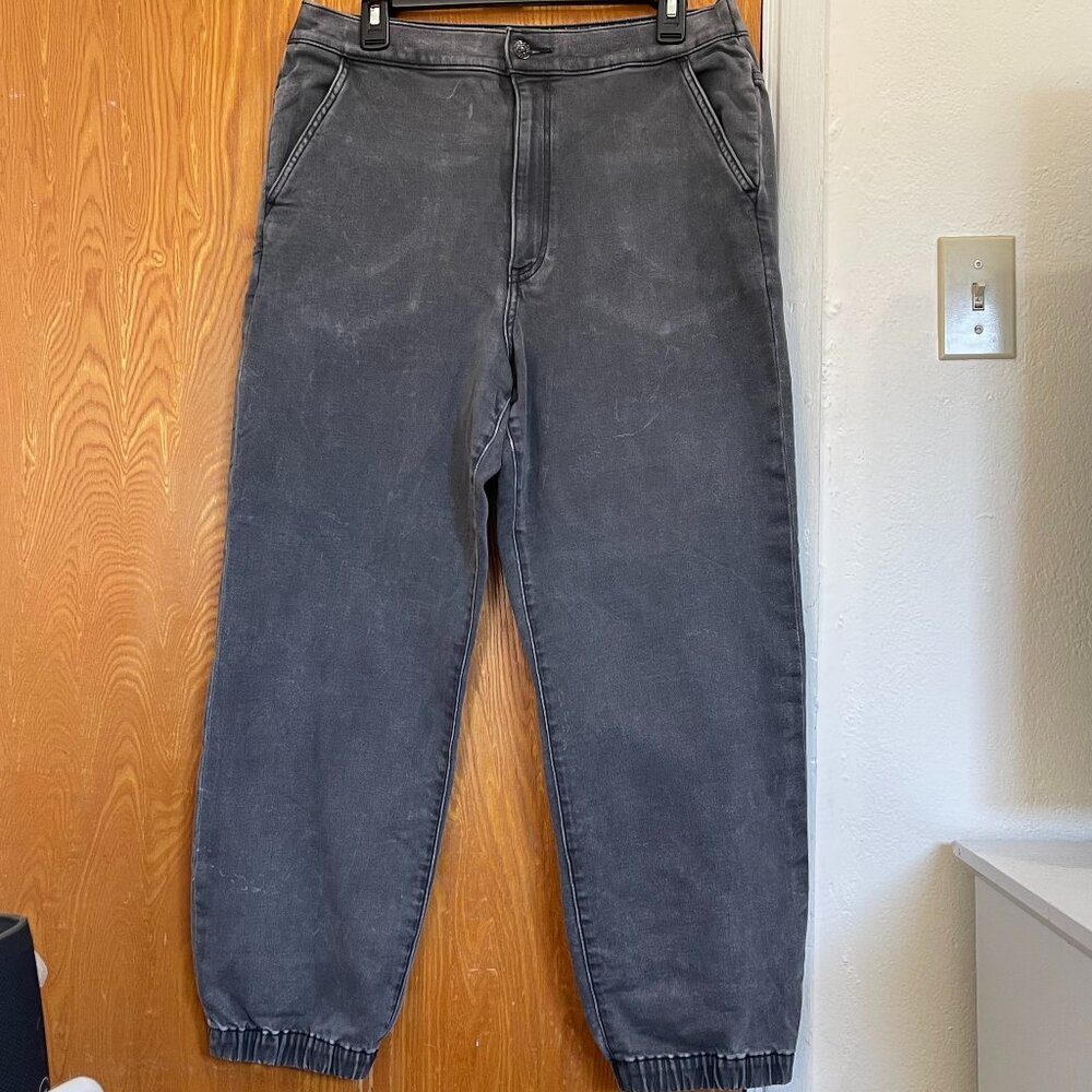 Express Super High Rise Jogger Jeans, Dark Gray/Black, Size 14